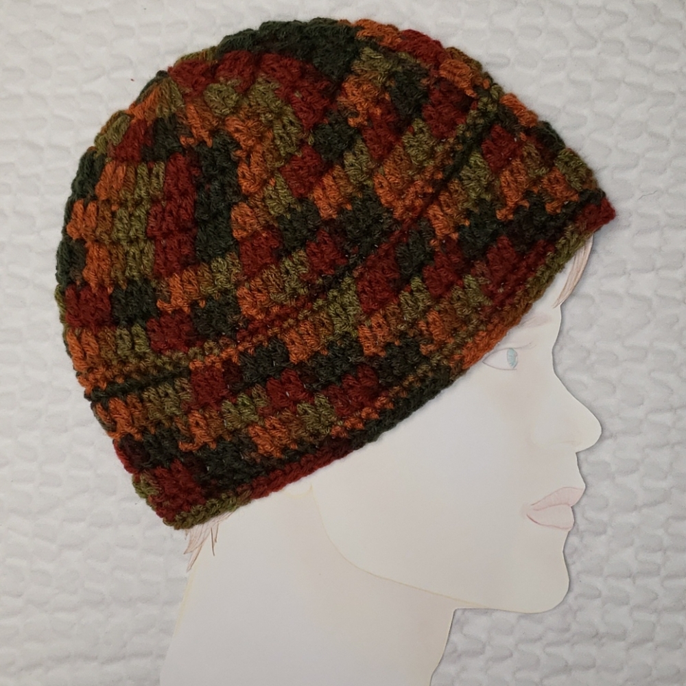 Handmade Beanie Multicolored. Crochet Autumn Fall